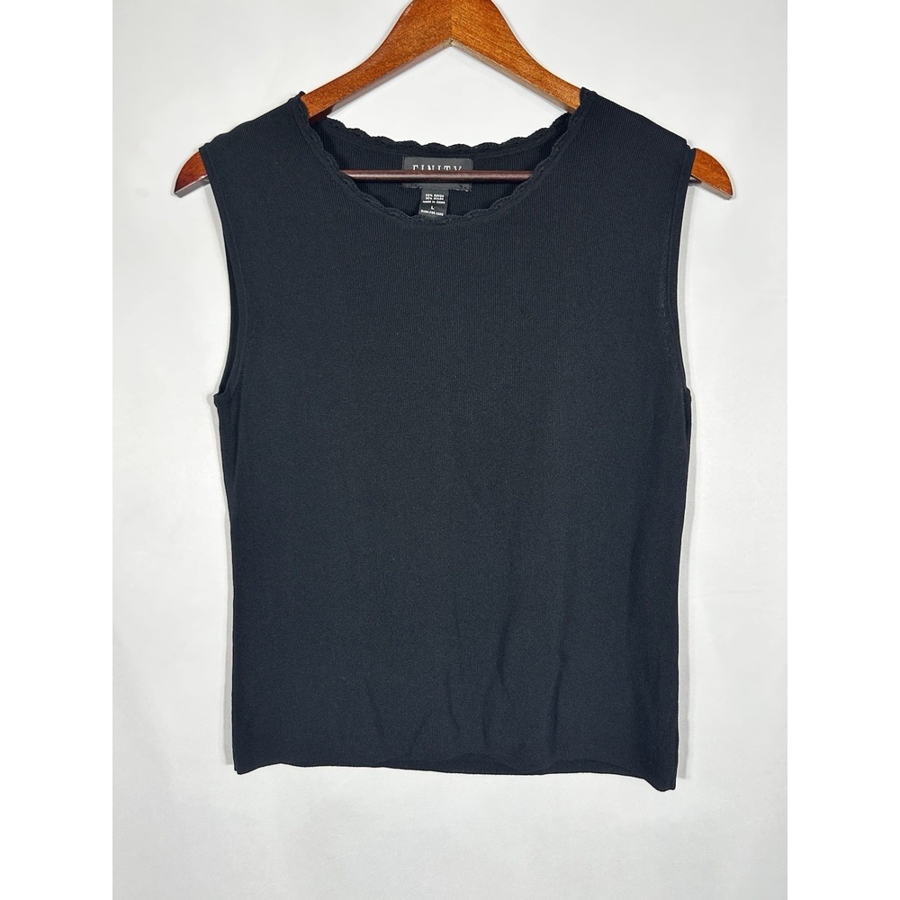 Vintage Finity Y2K Top Size L Crochet Trim 90s Clean Girl Indie Euro Parisian